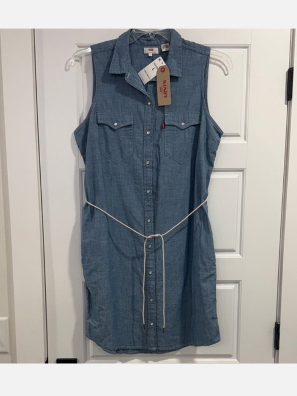 Levi's Sleeveless Chambray Dress in Denim Blue